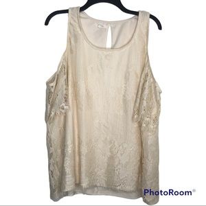 Shoulder Cut Outs Layered Lace Maurice’s Top size 2